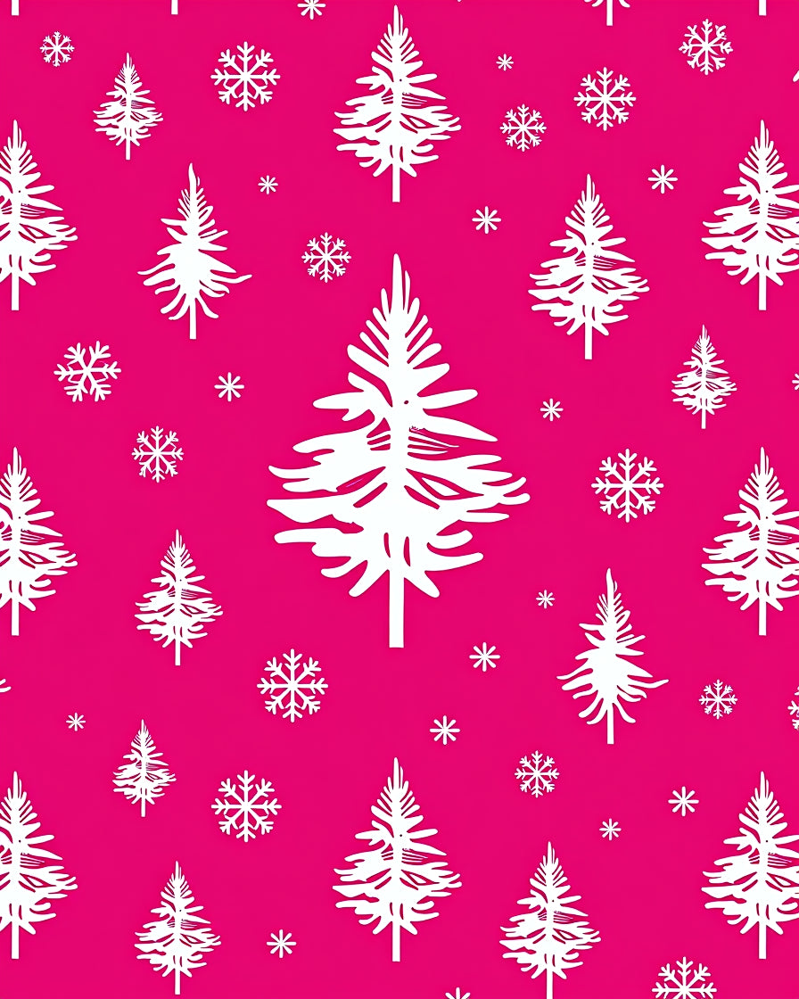 Pink Evergreen Snowflake Christmas Rug