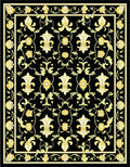 Elegant Gold Fleur-de-Lis Floral Pattern Rug