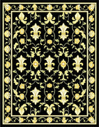Elegant Gold Fleur-de-Lis Floral Pattern Rug