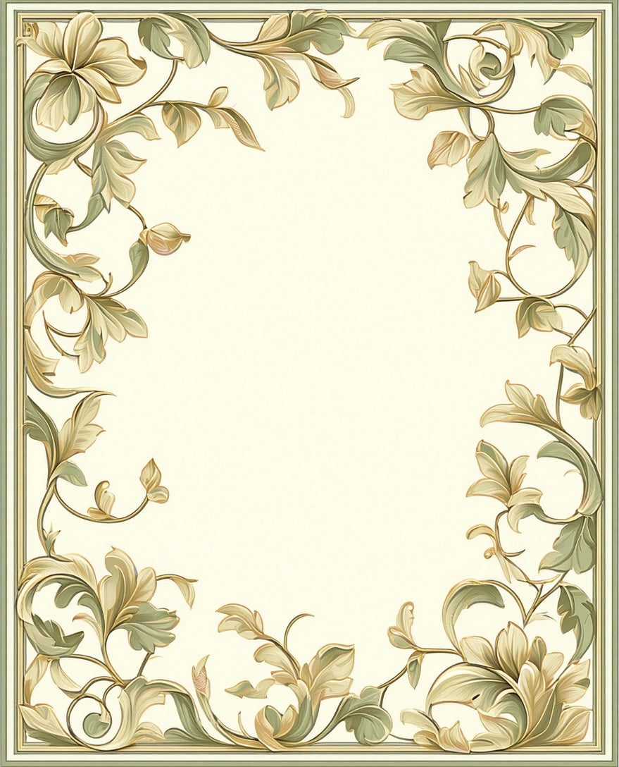 Ornate Floral Swirls Cream Green Rug