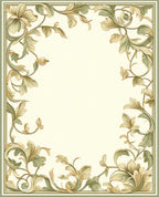 Ornate Floral Swirls Cream Green Rug