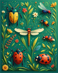 Vibrant Insect Floral Pattern Rug
