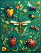 Vibrant Insect Floral Pattern Rug