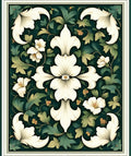 Elegant White Floral Botanical Design Rug