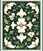 Elegant White Floral Botanical Design Rug