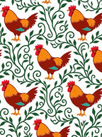 Brown Rooster Green Vine Art Rug