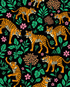 Vibrant Tiger Floral Jungle Pattern Rug