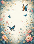 Pastel Floral Butterfly Garden Scenic Rug