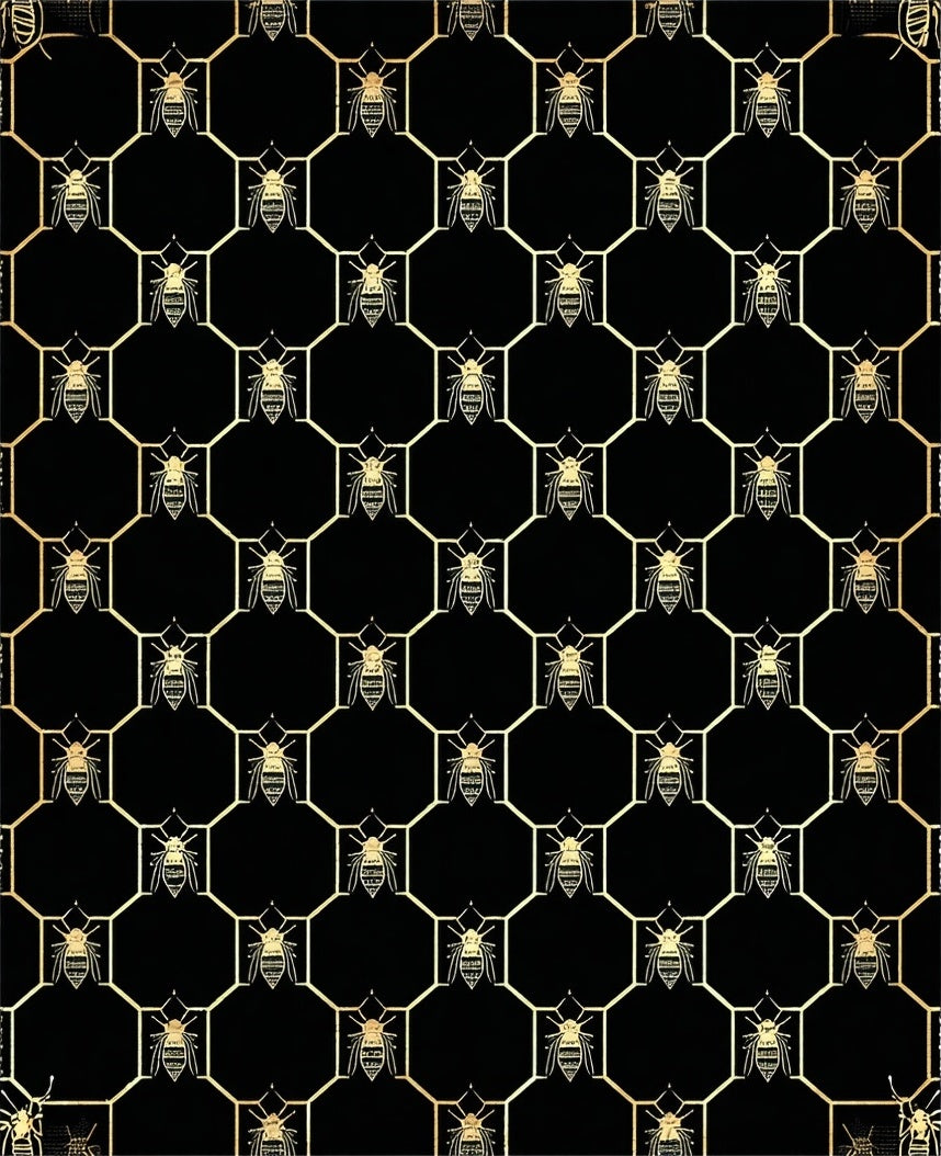 Golden Beehive Geometric Pattern Rug