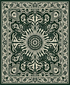 Dark Green Cream Mandala Ornament Rug
