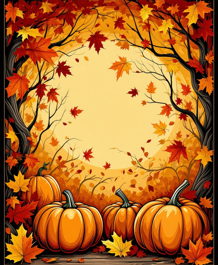 Autumn Leaves Pumpkins Pattern Rug