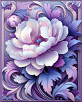 Lavender Floral Scroll Pattern Rug