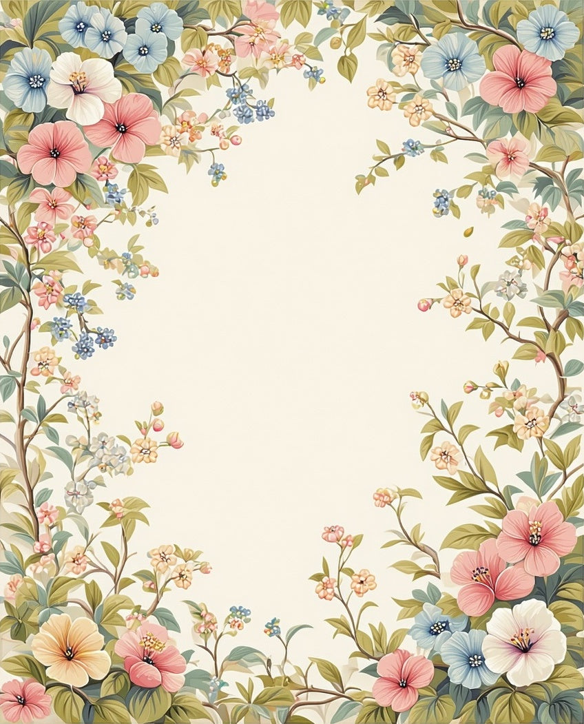 Vintage Floral Branch Pattern Rug