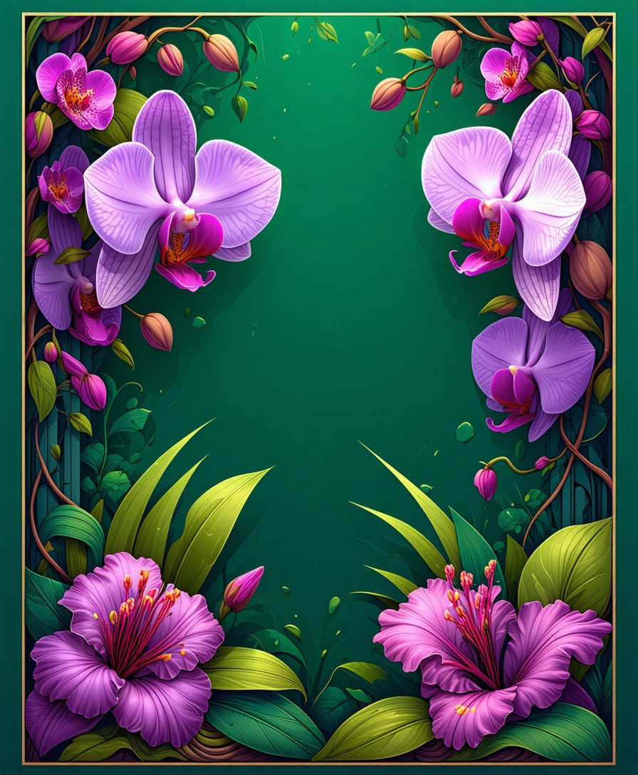 Tropical Orchid Floral Pattern Rug