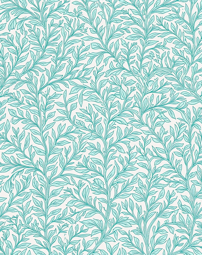 Turquoise Leafy Vines Pattern Rug