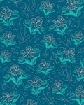 Teal Floral Sketch Pattern Rug