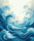 Dynamic Blue Ocean Wave Motion Art Rug