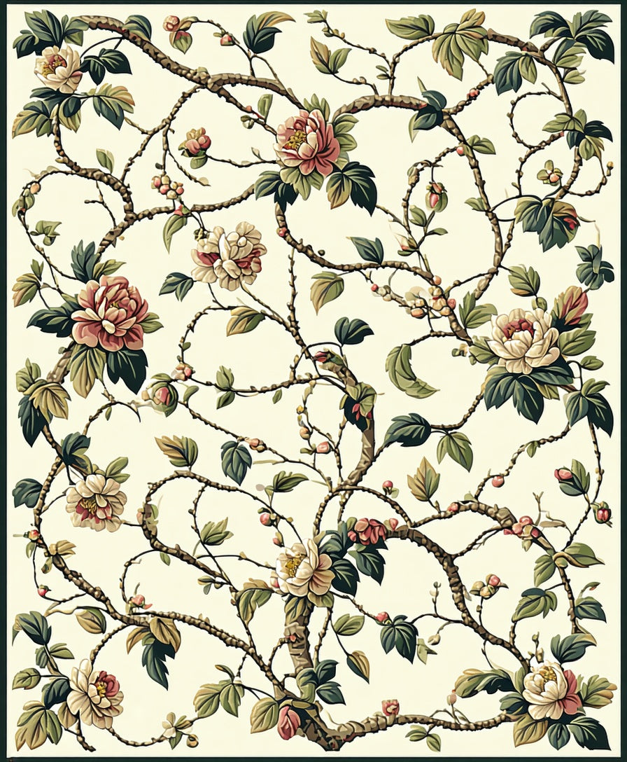 Elegant Floral Vine Print Rug