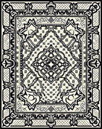 Intricate Black Geometric Symmetry Rug