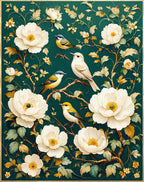 Ornate Floral Bird Art Rug