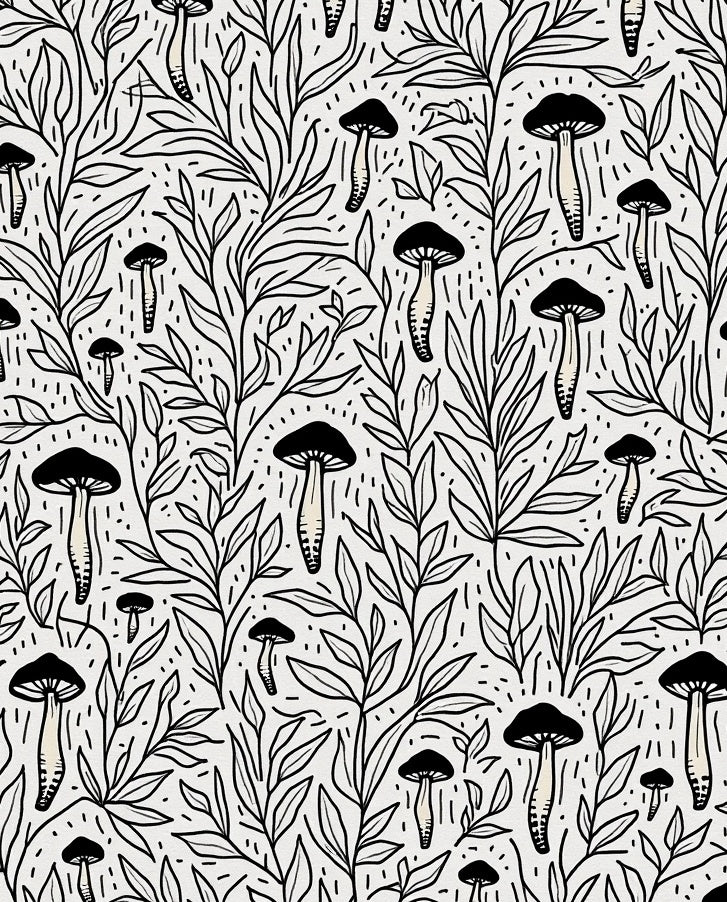 Woodland Mushroom Vine Pattern Rug