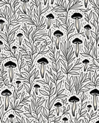 Woodland Mushroom Vine Pattern Rug