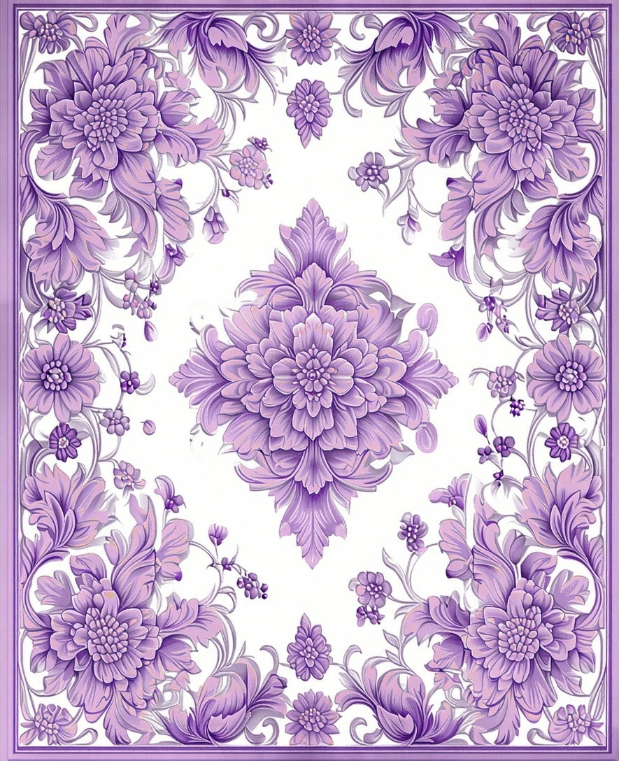 Lavish Floral Scrollwork Pattern Rug