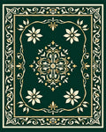 Elegant Green Gold Floral Rug