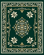 Elegant Green Gold Floral Rug