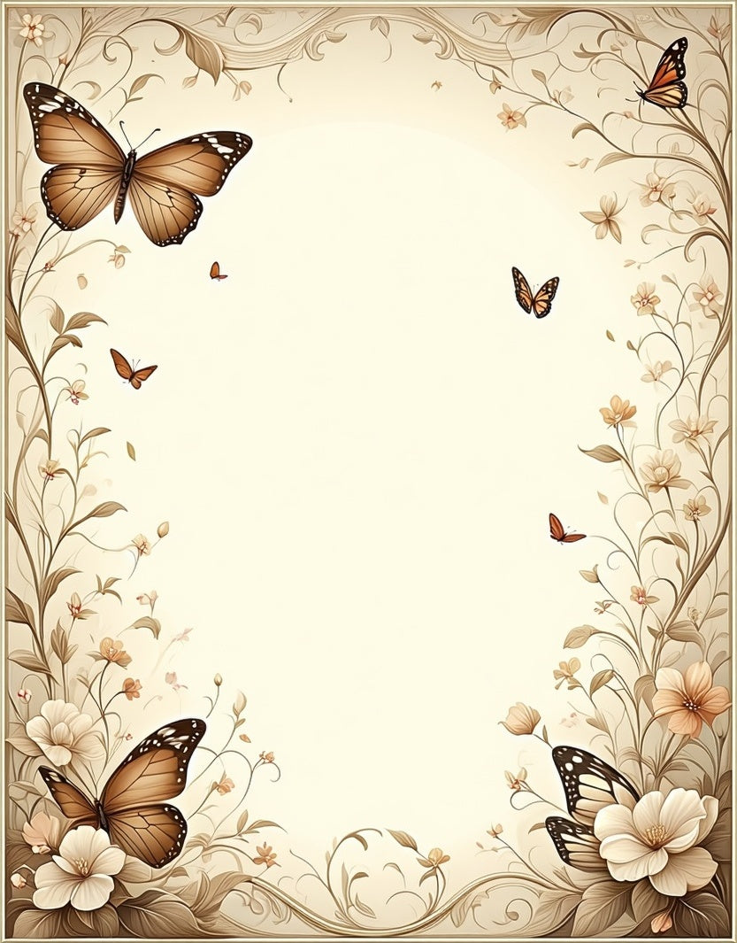 Vintage Floral Butterfly Art Rug
