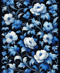 Blue Floral With White Accents Rug