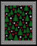 Forest Green Christmas Trees Red Flowers Rug