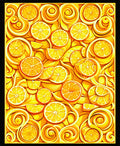 Sunny Yellow Citrus Swirl Design Rug