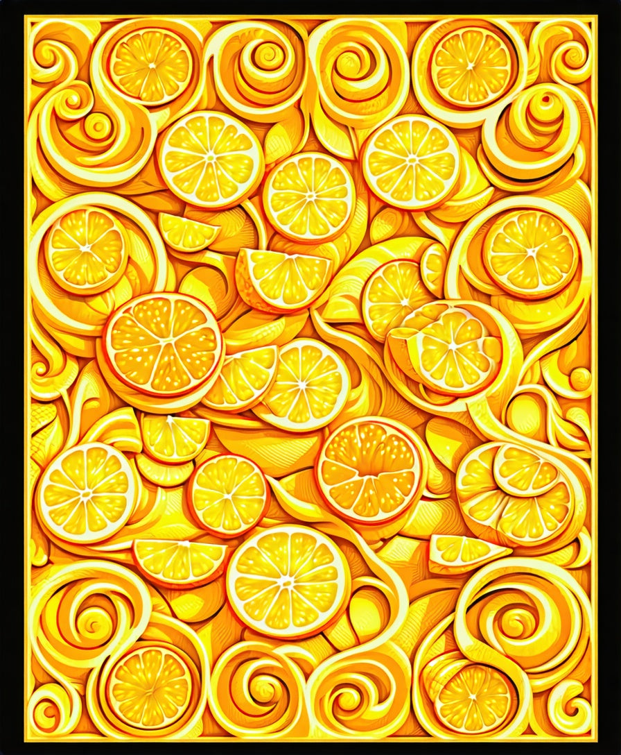 Sunny Yellow Citrus Swirl Design Rug