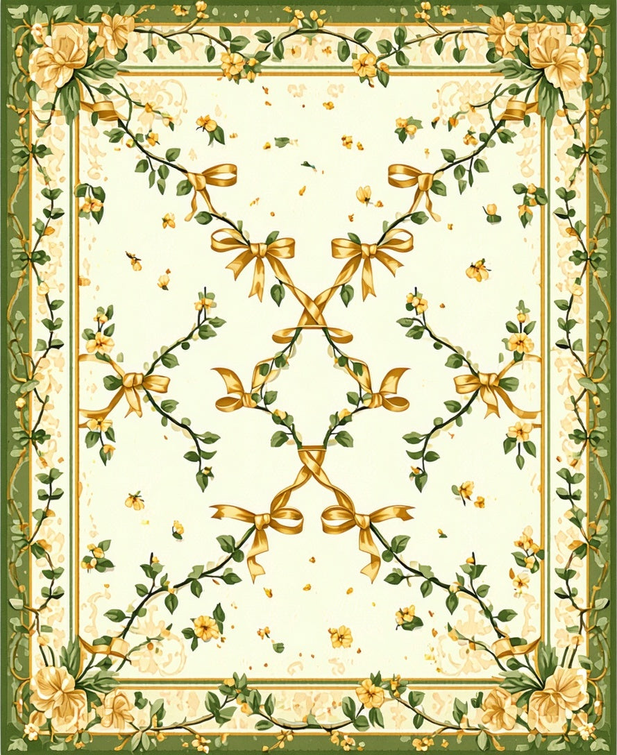 Floral Bow Vine Pattern Rug