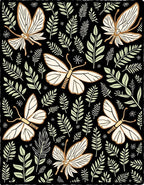 Botanical Butterfly Whimsical Garden Pattern Rug