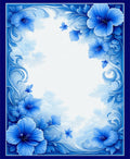 Blue Floral Swirls with Butterflies Pattern Rug