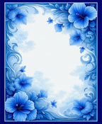 Blue Floral Swirls with Butterflies Pattern Rug