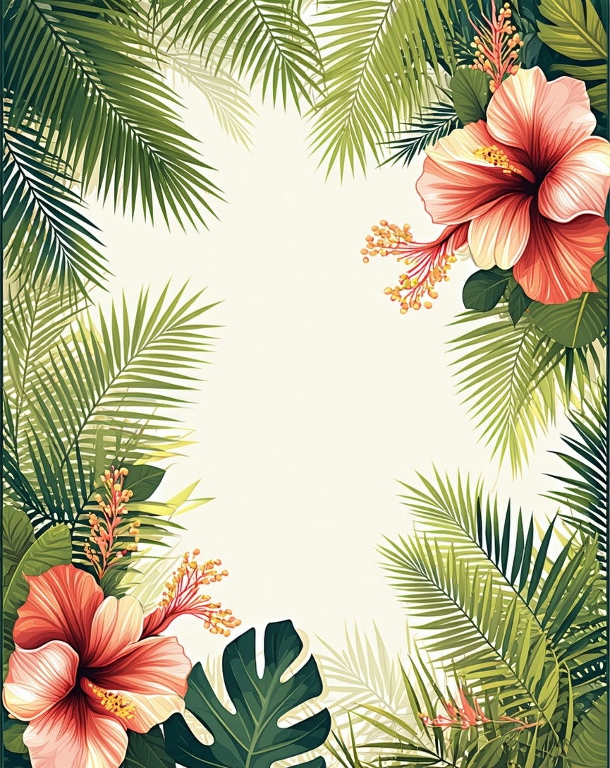 Tropical Hibiscus Leaf Pattern Rug