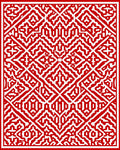 Bold Red White Geometric Maze Pattern Rug