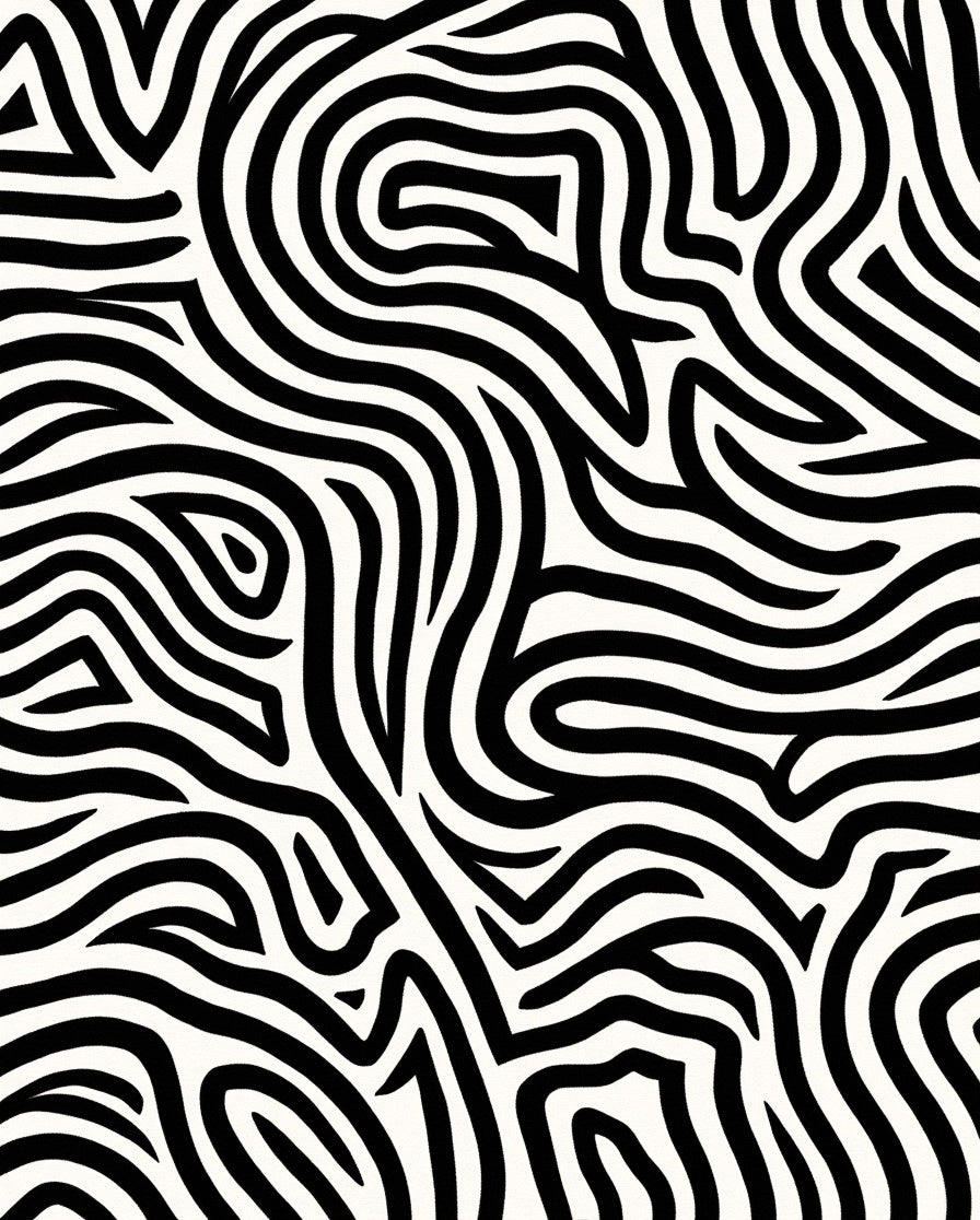 Bold Black White Abstract Lines Rug