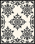 Classic Black Floral Damask Pattern Rug