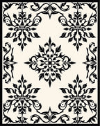 Classic Black Floral Damask Pattern Rug