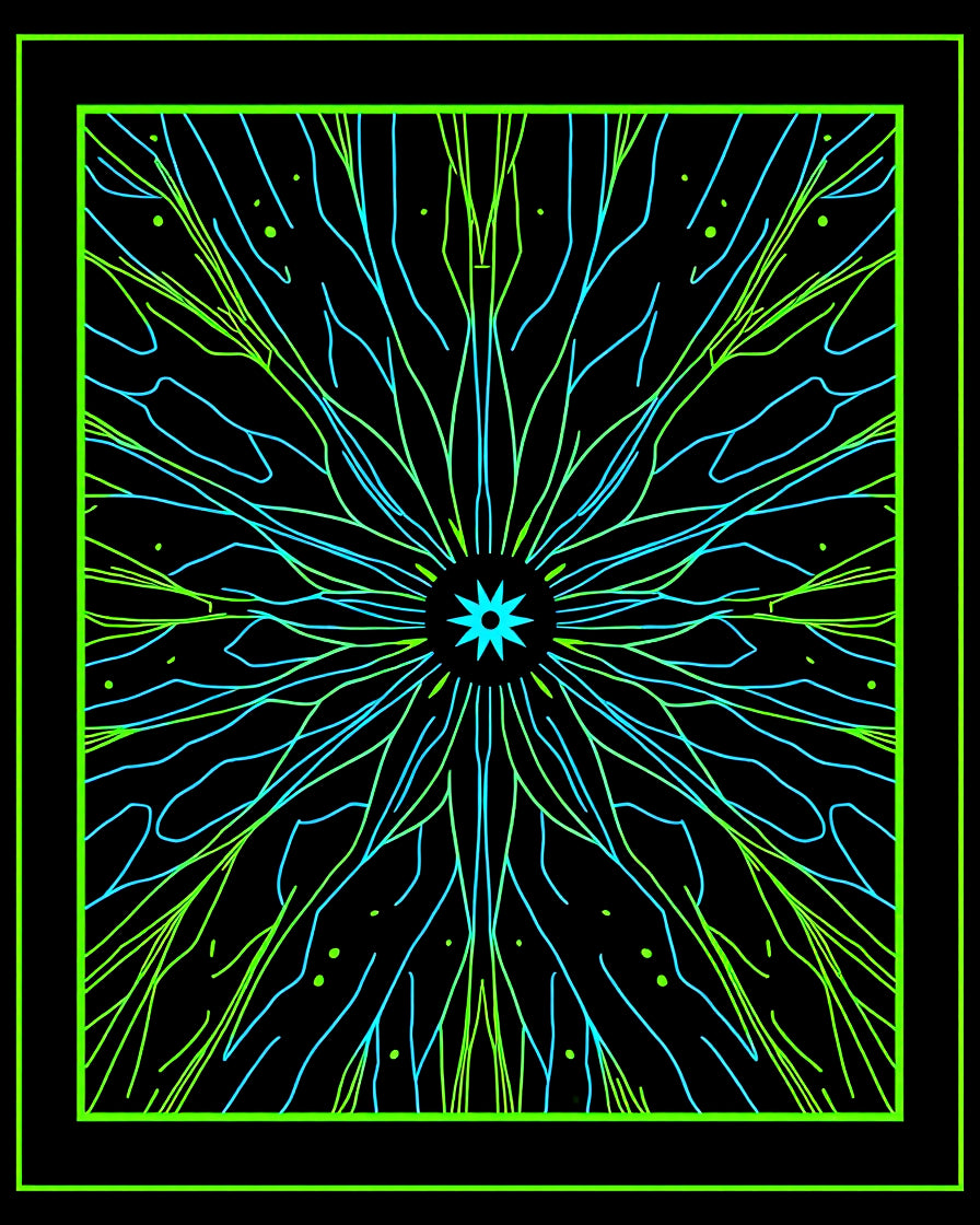 Neon Radial Starburst Design Rug