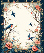 Birds Flowers Branch Design Rug