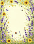 Whimsical Lavender Sunflower Butterfly Meadow Design Rug