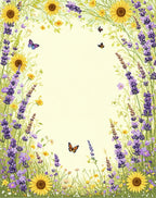 Whimsical Lavender Sunflower Butterfly Meadow Design Rug