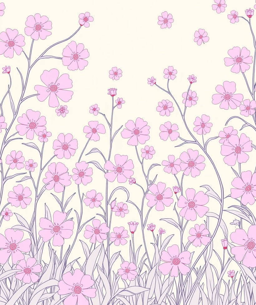 Pastel Pink Purple Floral Design Rug
