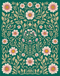 Whimsical Floral Vine Pattern Rug