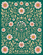 Whimsical Floral Vine Pattern Rug